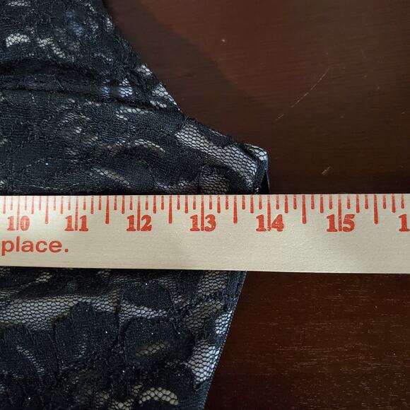 Vtg My Michelle Lace Sparkle Sheer Overlay Open Back Bodycon Dress 3 Y2K Black - Picture 11 of 14